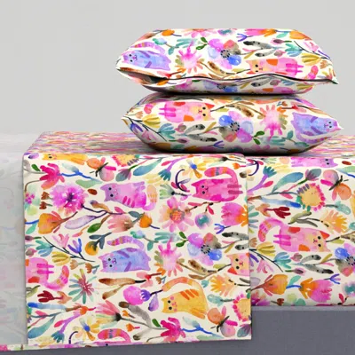 Spoonflower Kids Room Kittens Wallpaper Ivory Cal King Sheet Set