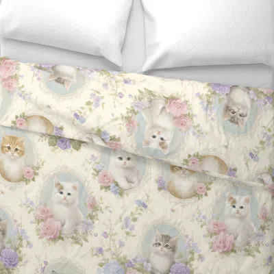 Spoonflower Kittens In Oval Frames-large Scale Wide Cotton Sateen 3.5 oz 30" X 24" Standard Flanged