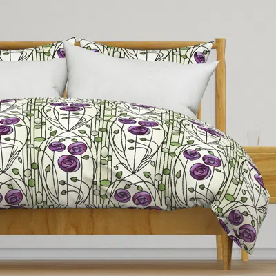 Spoonflower (l) Art Nouveau Roses Stained Duvet Cover
