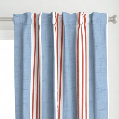 Spoonflower (l) Blue Red Stripe - Curtain Panel