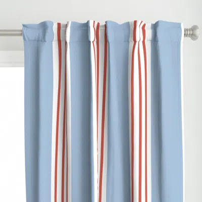 Spoonflower (l) Blue Red Stripe - Curtain Panel