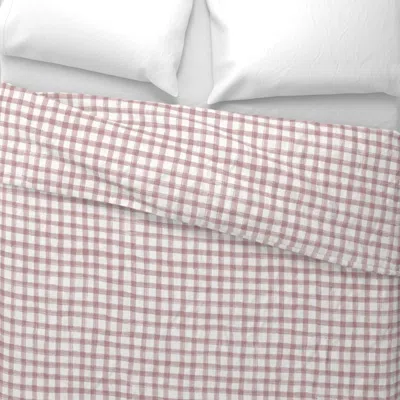 Spoonflower (l) Blush Pastel Pink Gingham Hand Painted Texture Rustic Style Feminine King Pillow Sha