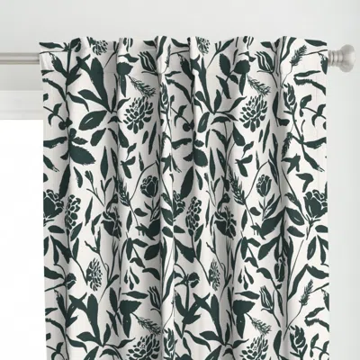 Spoonflower L Dark Green Floral For Curtain Panel