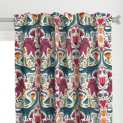 Spoonflower (l) Dino-mask Dinosaur Curtain Panel