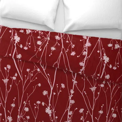 Spoonflower L/ English Cottage Elegant Botanical French Country Floral Scarlet Red Pink King Pillow