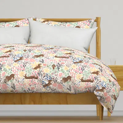 Spoonflower (l) Flowery Dachshund - Pastel Duvet Cover