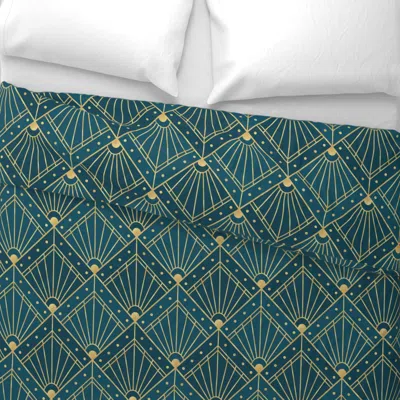 Spoonflower L Gatsby Peacock Teal Gilded Ornate Decor Wide Cotton Sateen 3.5 oz 26" X 20" Standard Knife Edge