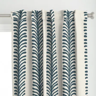 Spoonflower L / Leaf Boho Kelp Stripe Curtain Panel