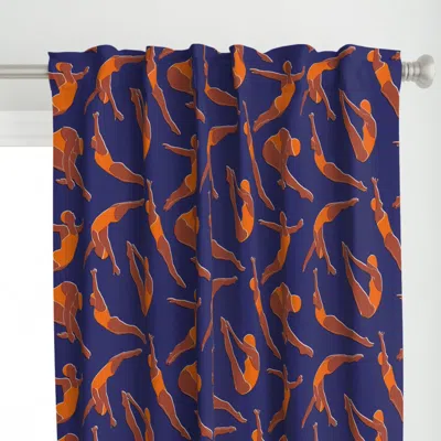 Spoonflower (l) Mid Mod Divers - Blue Curtain Panel