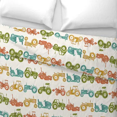 Spoonflower (l) Owen's Tractors Wide Cotton Sateen 3.5 oz 26" X 20" Standard Knife Edge