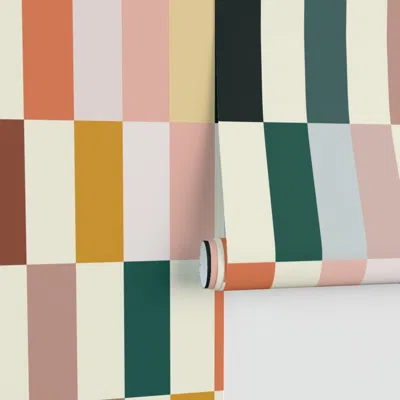 Spoonflower (l) Retro Color Block Stripes - Boho Art Deco Palette Performance In Multi