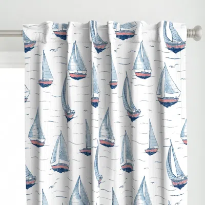 Spoonflower (l) Sail Boats And Sea Curtain Panel