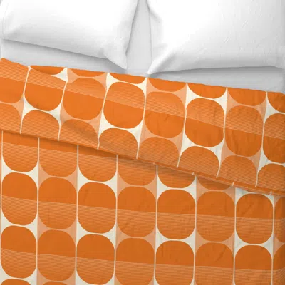 Spoonflower (l) Split Ovals In Tangerine Orange - Mid Century Modern Palm Springs Geo King Pillow Sh