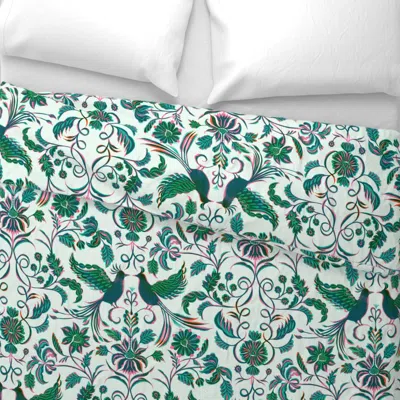 Spoonflower (l) Tropical Damask Chinoiserie / Mint Green Sugar Pink Euro Pillow Sham