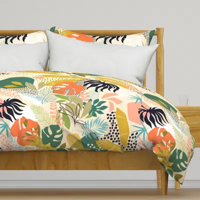 Spoonflower (l) Tropical Foliage Retro Duvet Cover