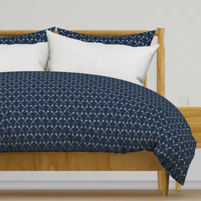 Spoonflower Lacrosse Crossed Sticks - Navy Duvet Cover