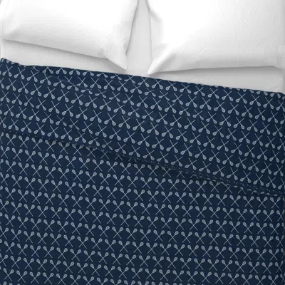 Spoonflower Lacrosse Crossed Sticks - Navy - Lad20 Wide Cotton Sateen 3.5 oz 26" X 20" Standard Knife Edge