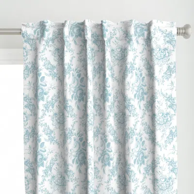 Spoonflower Lady Mary's Roses Mint Curtain Panel