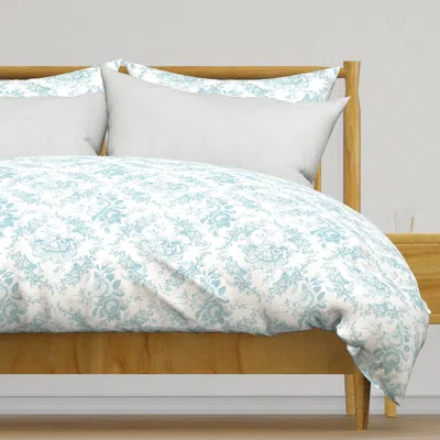 Spoonflower Lady Mary's Roses Mint Floral Duvet Cover