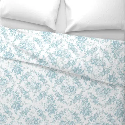 Spoonflower Lady Mary's Roses Mint Floral Toile Euro Pillow Sham
