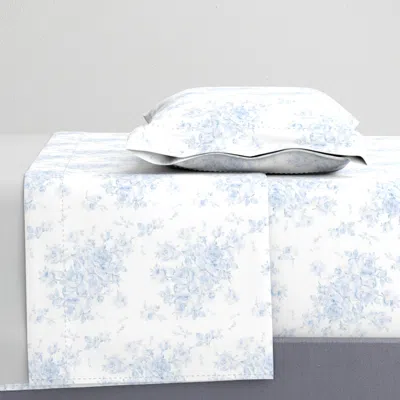 Spoonflower Lake Emily Summer Roses Faded Blueberry Twin Sheet Set