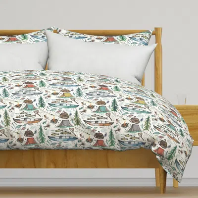 Spoonflower Lake House Fishing Motif Duvet Cover