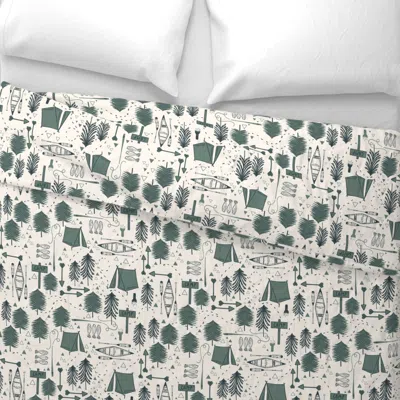 Spoonflower Lake Life Summer Camp Evergreen Small Wide Cotton Sateen 3.5 oz 26" X 20" Standard Knife Edge