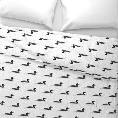 Spoonflower Lake Loon - Black And White - Medium Wide Cotton Sateen 3.5 oz 26" X 20" Standard Knife Edge