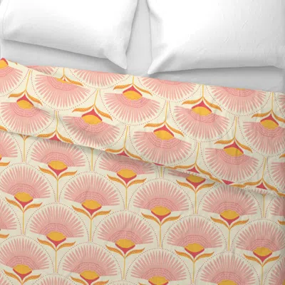 Spoonflower Large - Aara Palm Floral - Natural/pink Wide Cotton Sateen 3.5 oz 26" X 20" Standard Knife Edge