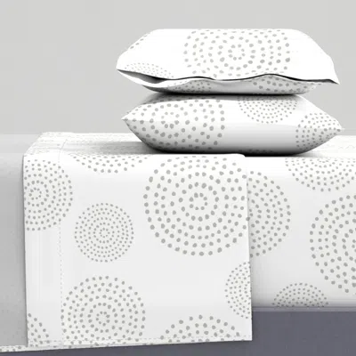 Spoonflower Large Abstract Dotted Circles Airy Tossed Modern Minimalism - Greige White Queen Sheet S