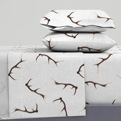 Spoonflower Large Antlers On Textured Gray King Sheet Set