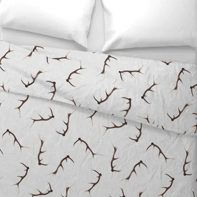 Spoonflower Large Antlers On Textured Gray Wide Cotton Sateen 3.5 oz 26" X 20" Standard Knife Edge