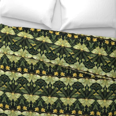 Spoonflower Large - Art Nouveau Silk Luna Moon Moth Wide Cotton Sateen 3.5 oz 26" X 20" Standard Knife Edge