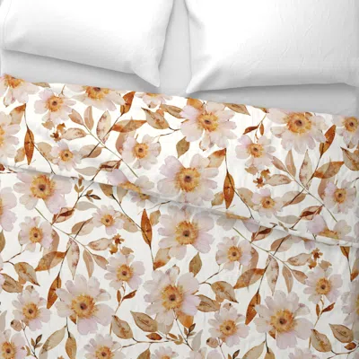 Spoonflower (large) Autumn Floral - Watercolor Fall Wide Cotton Sateen 3.5 oz 26" X 20" Standard Knife Edge