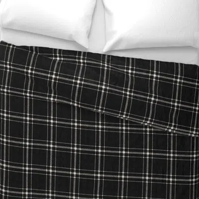 Spoonflower Large Basic Plaid - Black/ecru Euro Pillow Sham