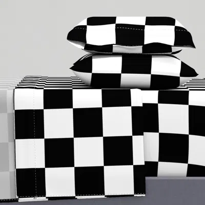 Spoonflower Large Black And White Check Full Sheet Set