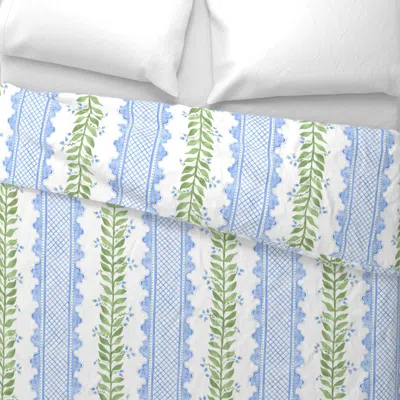 Spoonflower Large Celia Cornflower Blue And Spring Green Euro Pillow Sham