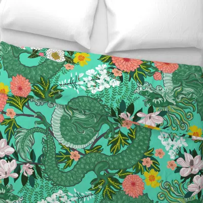 Spoonflower Large Chiang Mai Aquamarine Wide Cotton Sateen 3.5 oz 26" X 20" Standard Knife Edge