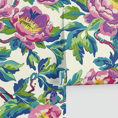 Spoonflower Large Chinouserie Peonies Performance 2' X 12' In Multi