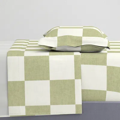 Spoonflower Large Cottagecore Grand Milennial Textured Check In Pale Green Twin Xl Sheet Set