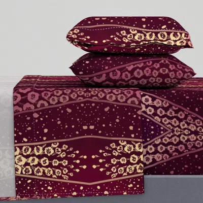 Spoonflower Large Foxglove Queen Sheet Set In Brown