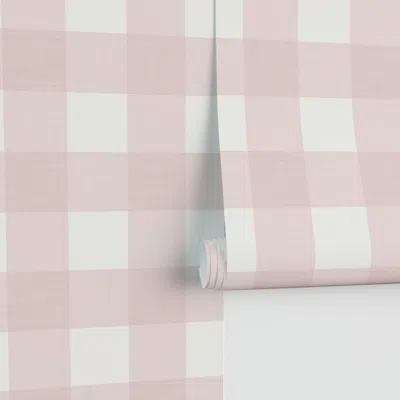 Spoonflower Large Gingham Linen Pastel Pink Cottagecore Farmhouse Girl Baby Nursery Performance 2' X 12'