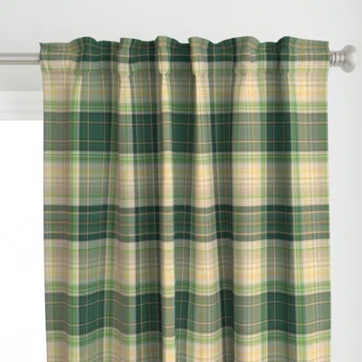 Spoonflower Large Green And Cream Curtain Panel