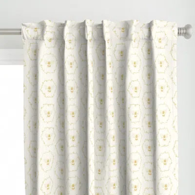 Spoonflower Large Honey Gold Yellow Curtain Panel In White