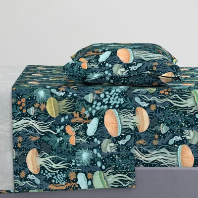 Spoonflower Large - Jellyfish Twin Sheet Set