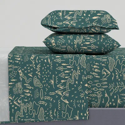 Spoonflower Large Map Of The Woods Queen Sheet Set