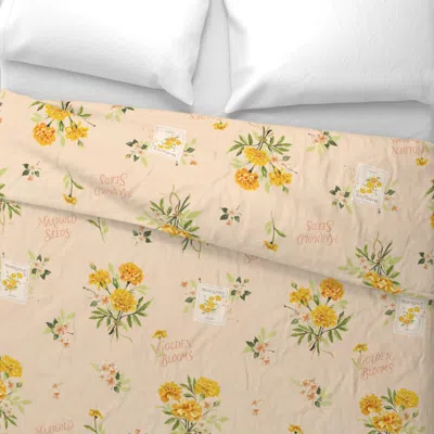 Spoonflower Large Marigold Seed Garden Wide Cotton Sateen 3.5 oz 26" X 20" Standard Knife Edge