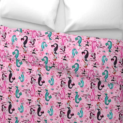Spoonflower Large -martini Mermaids Pink Wide Cotton Sateen 3.5 oz 26" X 20" Standard Knife Edge