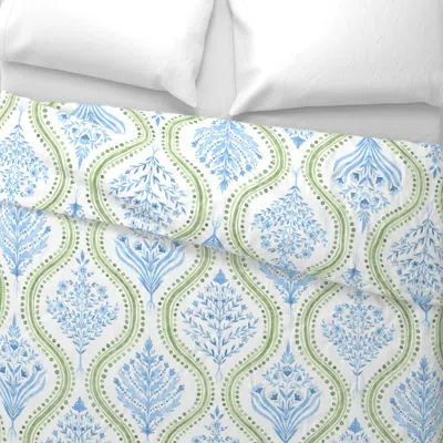 Spoonflower Large Monticello-new-cobalt-spring-green-copy Wide Cotton Sateen 3.5 oz 26" X 20" Standard Knife Edg