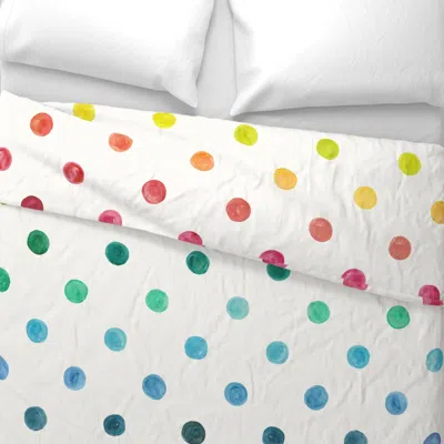 Spoonflower Large - Rainbow Watercolor Dots Wide Cotton Sateen 3.5 oz 26" X 20" Standard Knife Edge